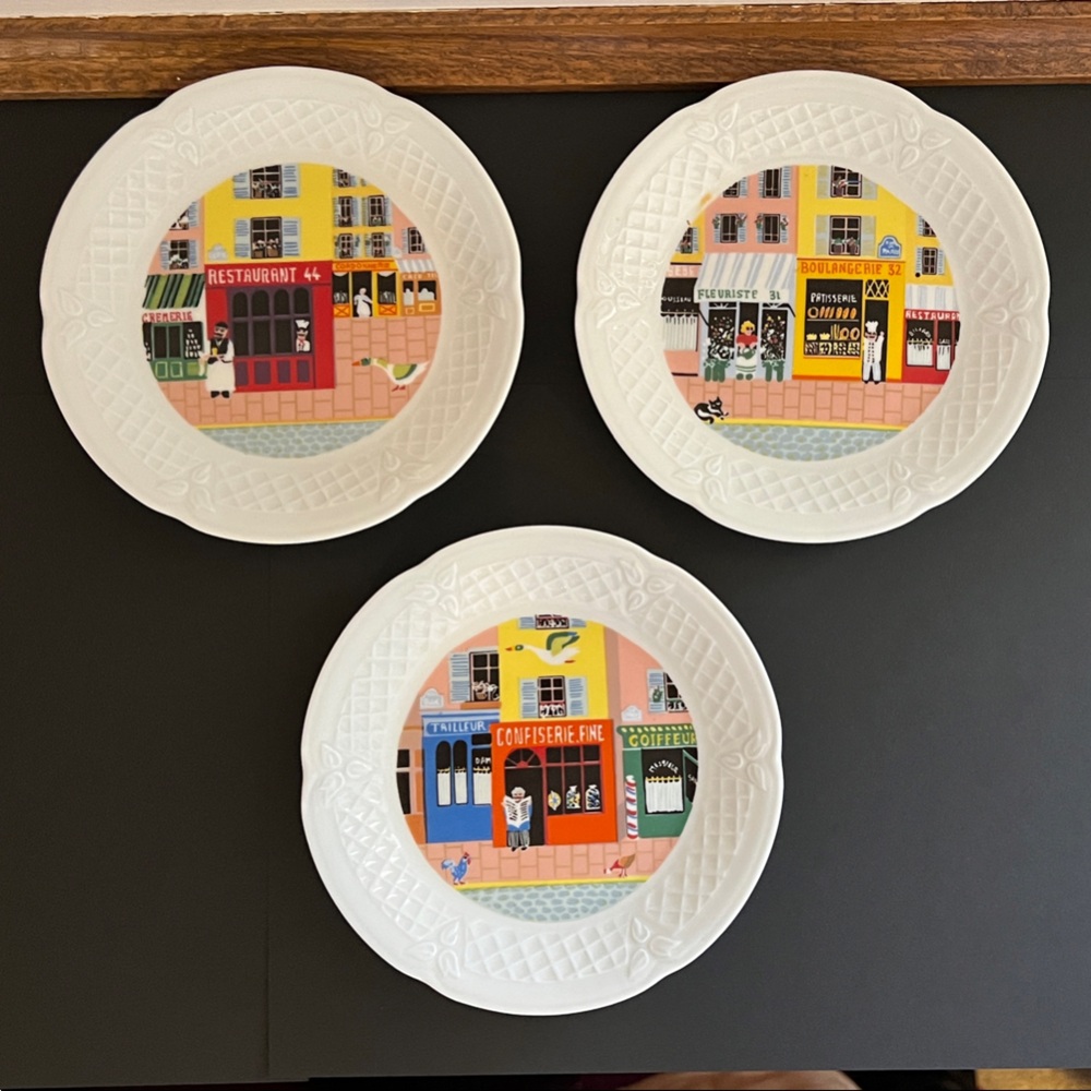 Limoges Phillippe Deshoulieres Porcelain “Merchant Row” Appetizer Plates - 6